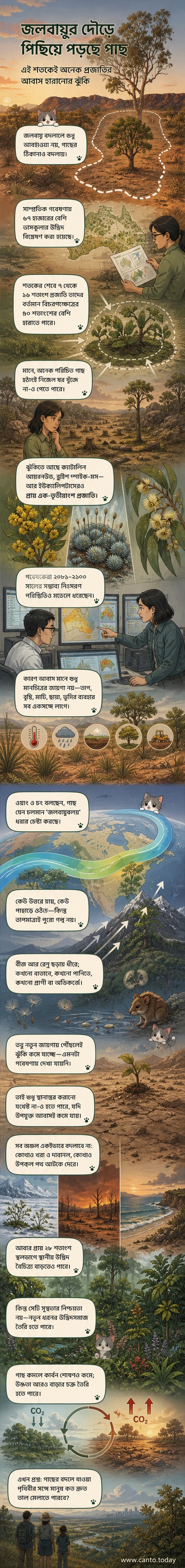 অস্ট্রেলিয়ার ওয়েস্ট ম্যাকডনেল রেঞ্জেসে একটি ইউক্যালিপটাস গাছ, যার প্রজাতির এক-তৃতীয়াংশ জলবায়ু পরিবর্তনের কারণে বিলুপ্তির ঝুঁকিতে রয়েছে।