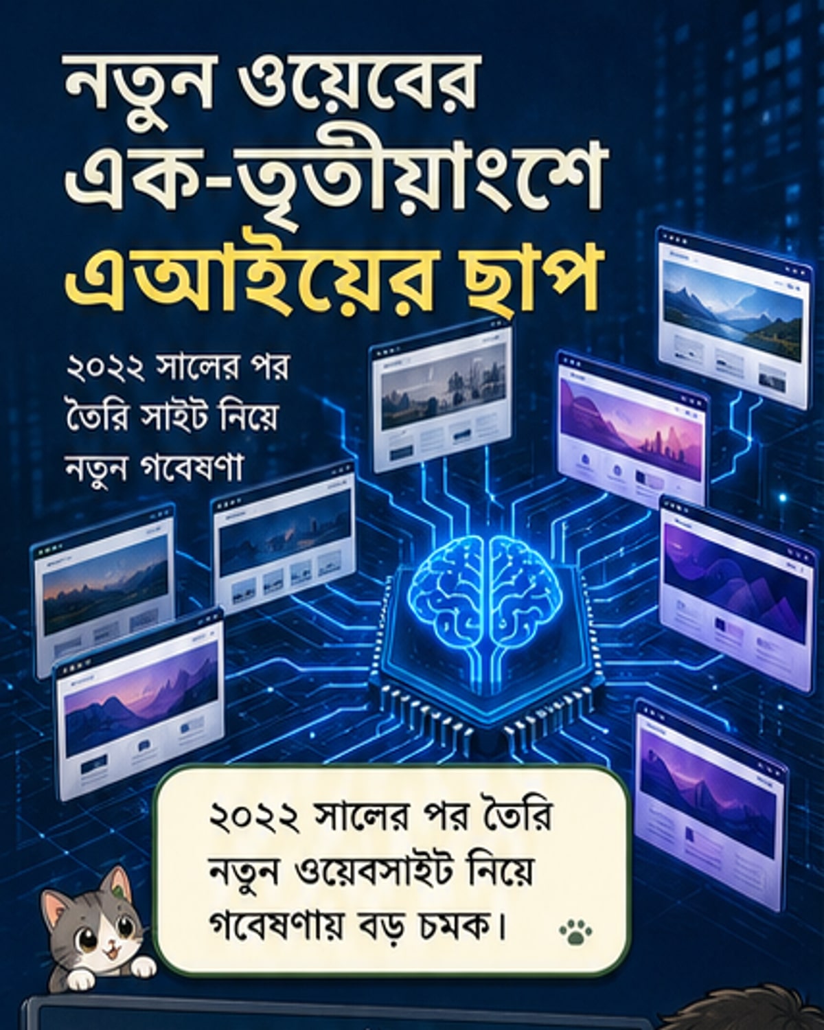 নতুন ওয়েবসাইটের ১/৩ এআই-নির্ভর