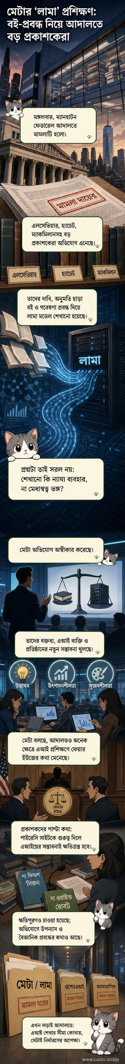 একটি ল্যাপটপের পর্দায় মেটার লোগো ও একটি বইয়ের ছবি ভাঙছে, যা মেধাস্বত্ব লঙ্ঘনের বিতর্ককে চিত্রিত করে।