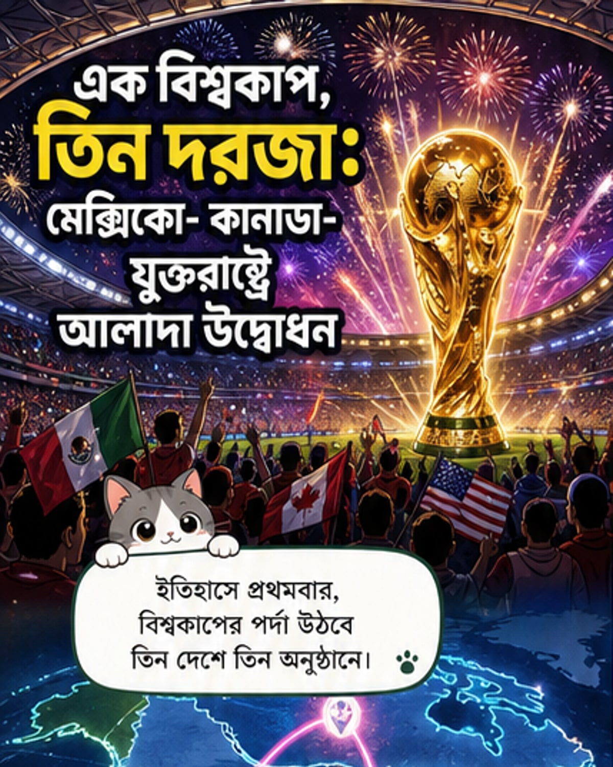 বিশ্বকাপের উদ্বোধনী তিন দেশে তিন রঙে