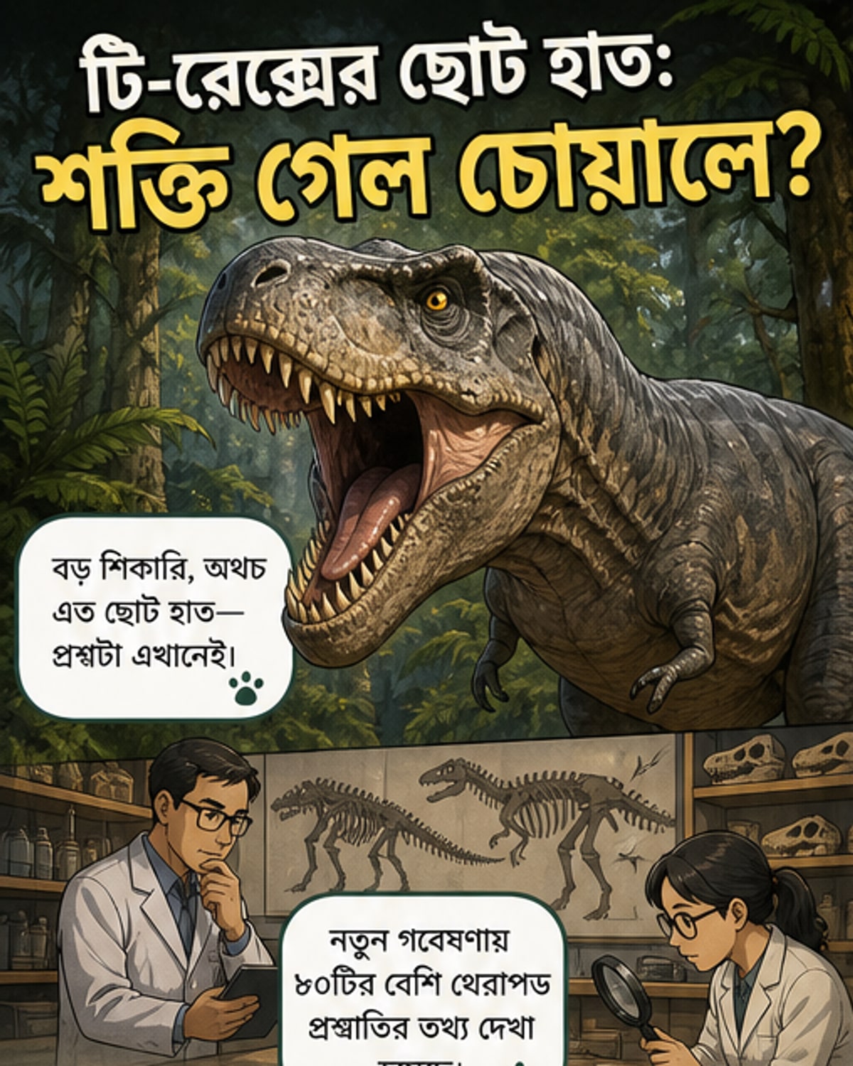 টি-রেক্সের বাহু ছোট হওয়ার কারণ কী?