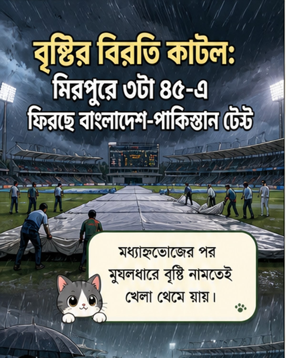 বৃষ্টির পর ম্যাচ ফিরল