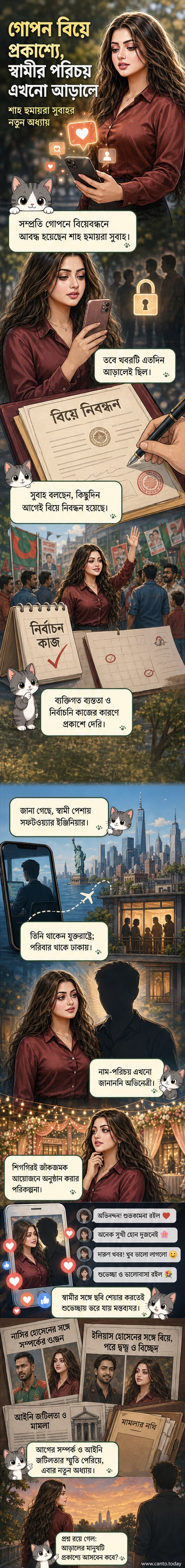 অভিনেত্রী হুমায়রা সুবাহ স্বামীর সঙ্গে একটি ছবিতে হাসিমুখে উপস্থিত, পটভূমিতে ফুলের সাজ।