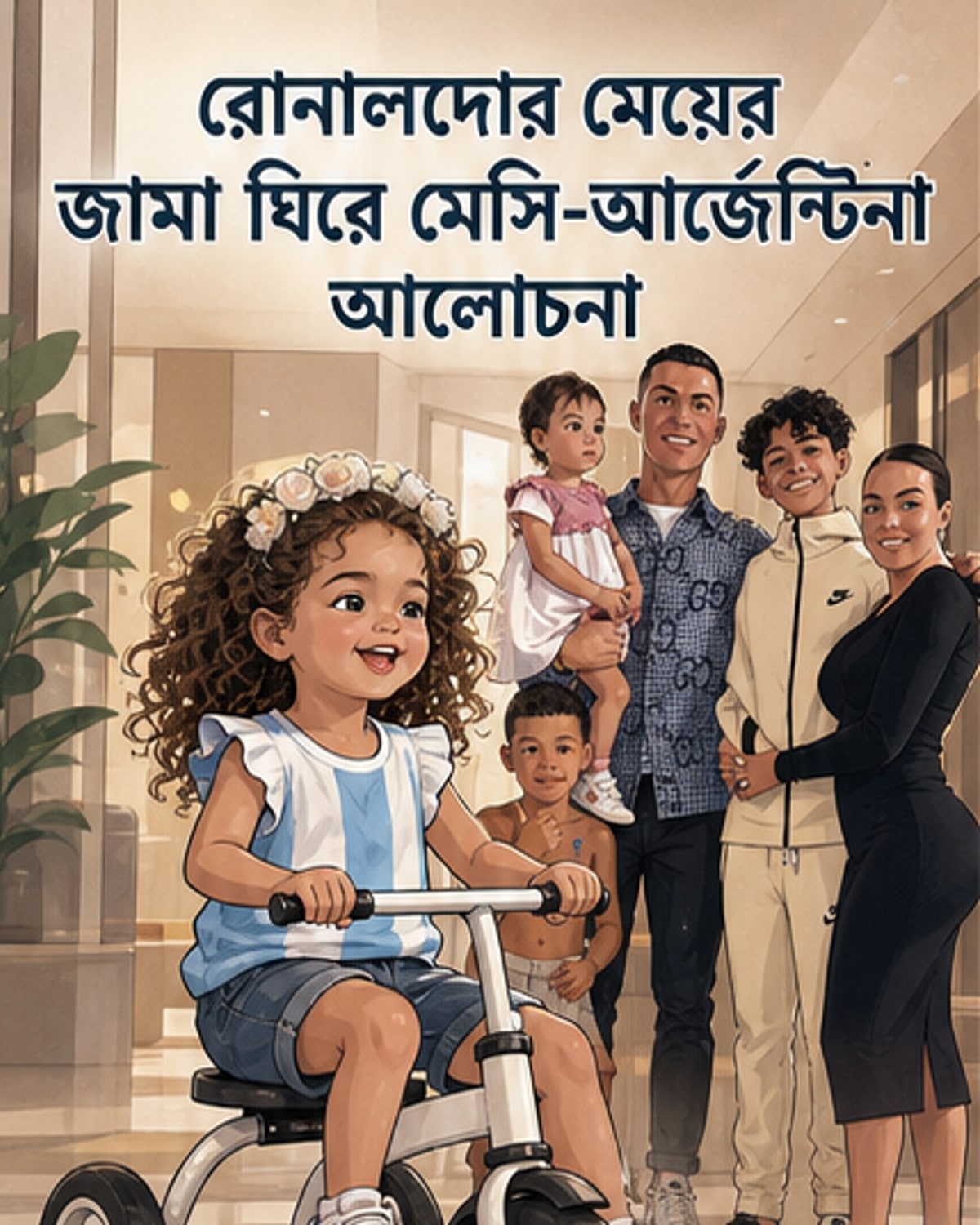 রোনালদোর মেয়ের জামায় আর্জেন্টিনার ছোঁয়া?