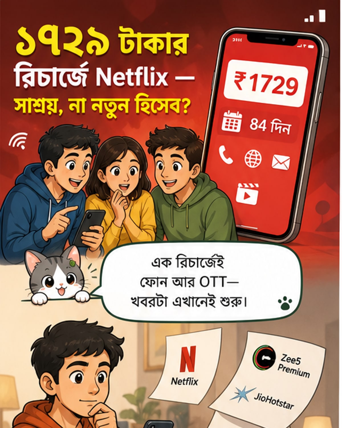এয়ারটেলের ধামাকা অফার: এক রিচার্জে নেটফ্লিক্স, জিওহটস্টার