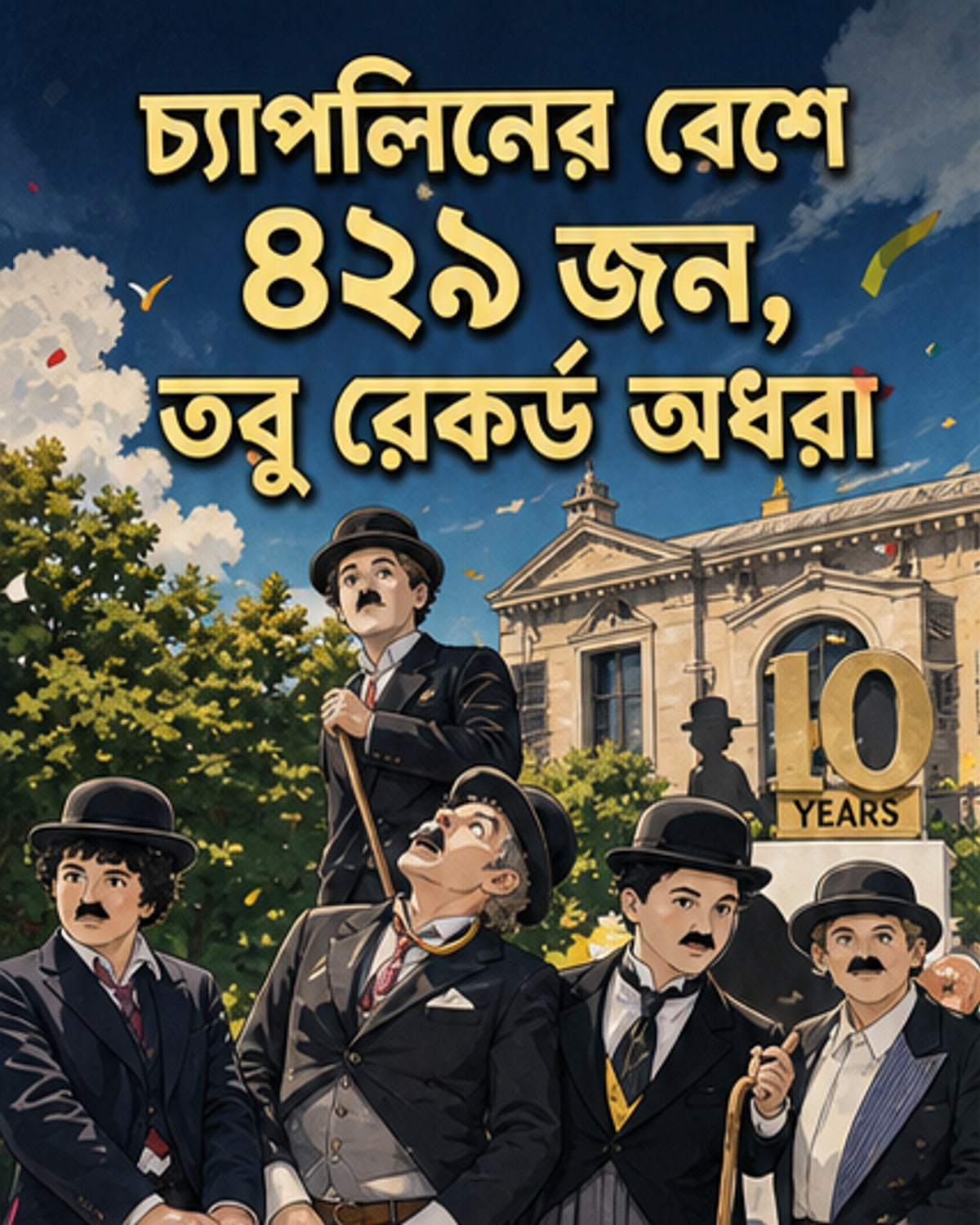 চার্লি চ্যাপলিনের বেশে ৪২৯ মানুষ