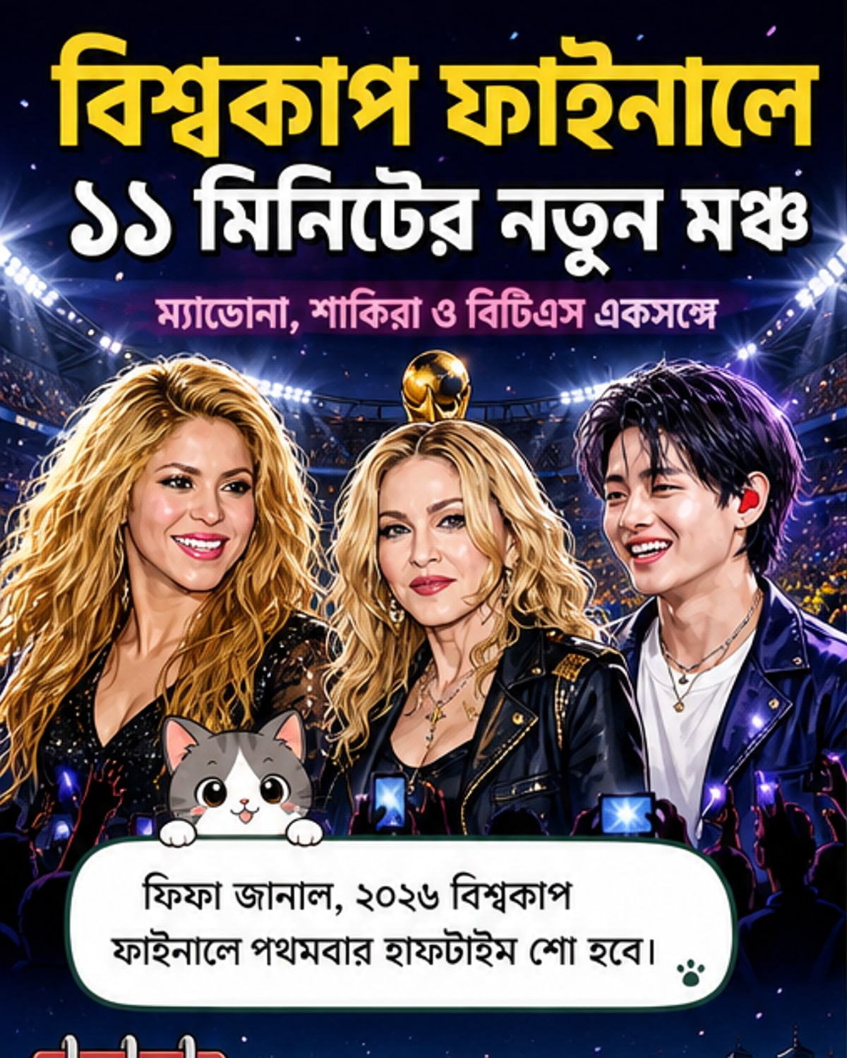 বিশ্বকাপে ম্যাডোনা, শাকিরা ও বিটিএস