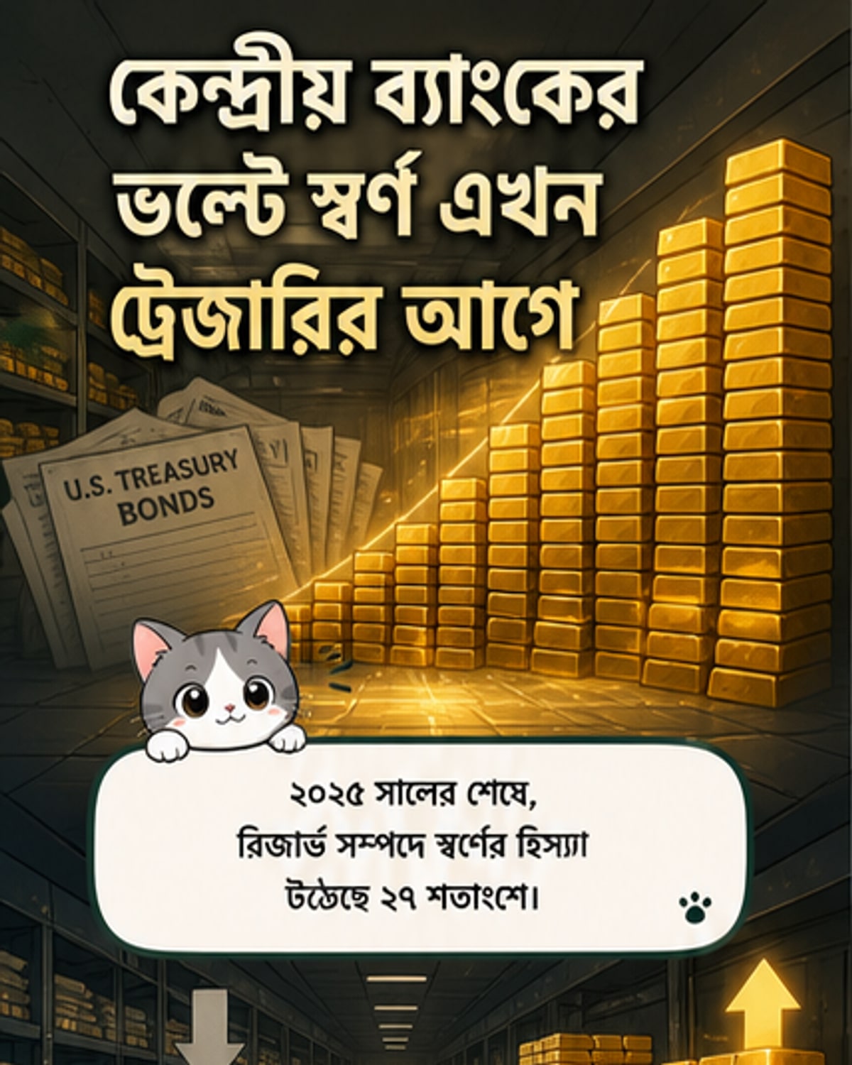 কেন্দ্রীয় ব্যাংকগুলোর রিজার্ভে সোনা এখন ডলারের চেয়ে বড়