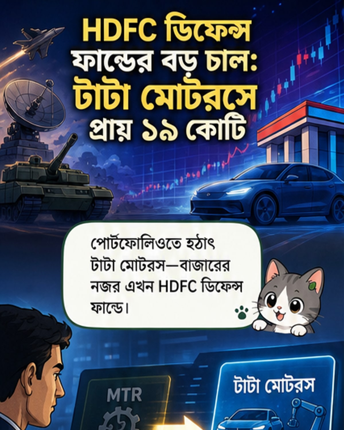 HDFC প্রতিরক্ষা ফান্ড টাটা মোটরসে বিনিয়োগের প্রেক্ষাপটে শেয়ার বাজারের একটি ভিজ্যুয়াল টাইমলাইন, যেখানে শেয়ার ক্রয়-বিক্রয়ের তথ্য দেখানো হয়েছে।