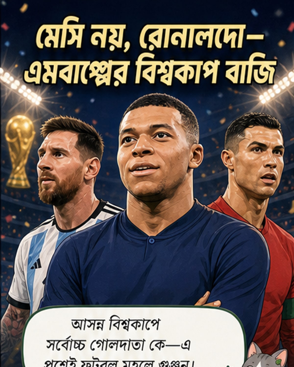 মেসি-রোনালদোর রেকর্ড ছাড়িয়ে যেতে চান এমবাপ্পে