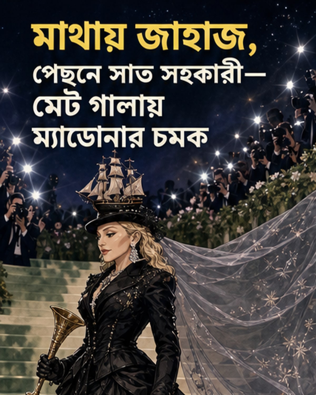 ম্যাডোনা মাথায় জাহাজ নিয়ে মেট গালায়