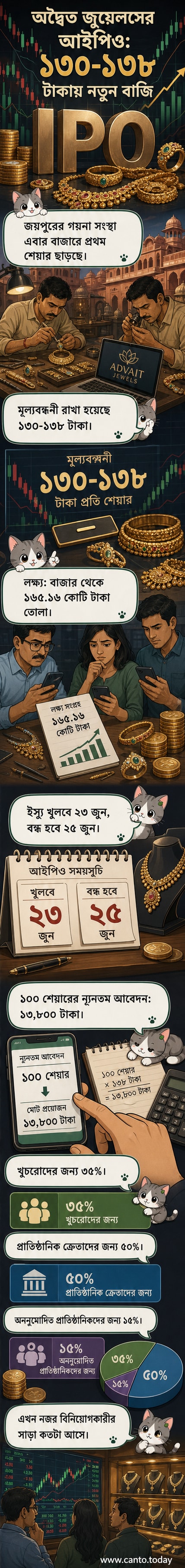 অদ্বৈত জুয়েলসের আইপিও ঘোষণার প্রেক্ষাপটে সোনার গহনা ও শেয়ার মার্কেটের চিত্র একত্রিত করা একটি কাল্পনিক কভার ইমেজ।