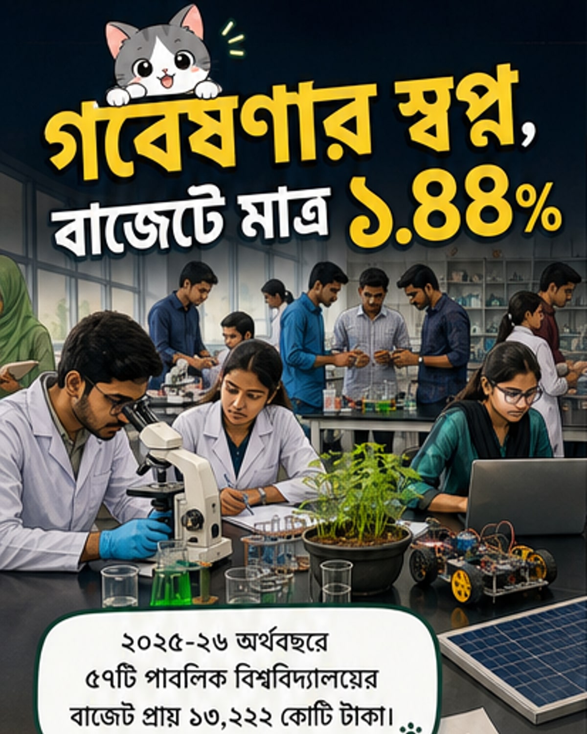গবেষণায় বাজেট মাত্র ১.৪৪%