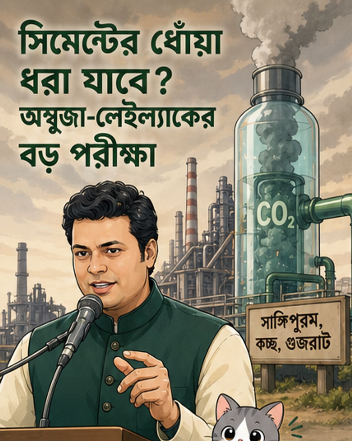 গুজরাটের সাঙ্গি প্ল্যান্টে কম-কার্বন সিমেন্ট উৎপাদনের জন্য অম্বুজা সিমেন্টস এবং লেইল্যাকের যৌথ প্রযুক্তি ব্যবহারের কল্পনামূলক চিত্র