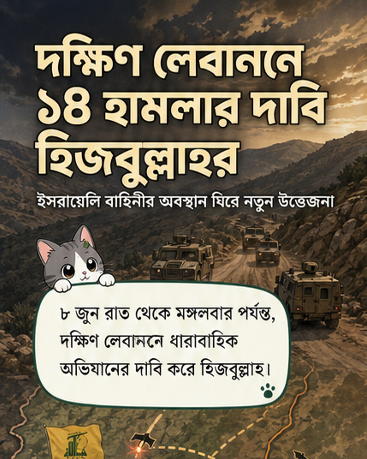 হিজবুল্লাহর ১৪ হামলা, ইসরায়েলি সেনাভাগে আঘাত