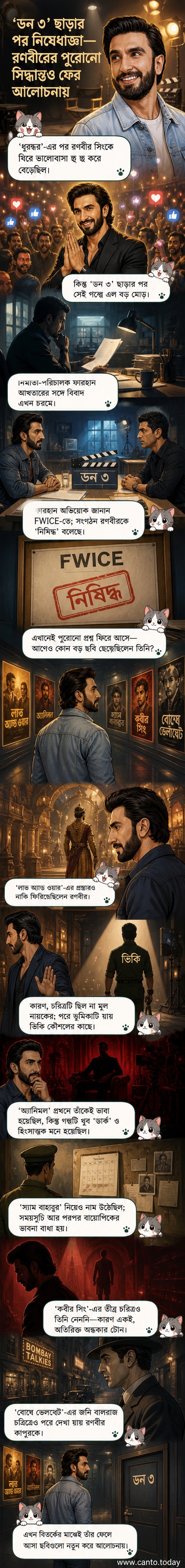 রণবীর সিং কোন কোন ছবি ছেড়েছেন তার একটি ভিজ্যুয়াল সামারি, ছবির নাম এবং কারণগুলো হাইলাইট করে।