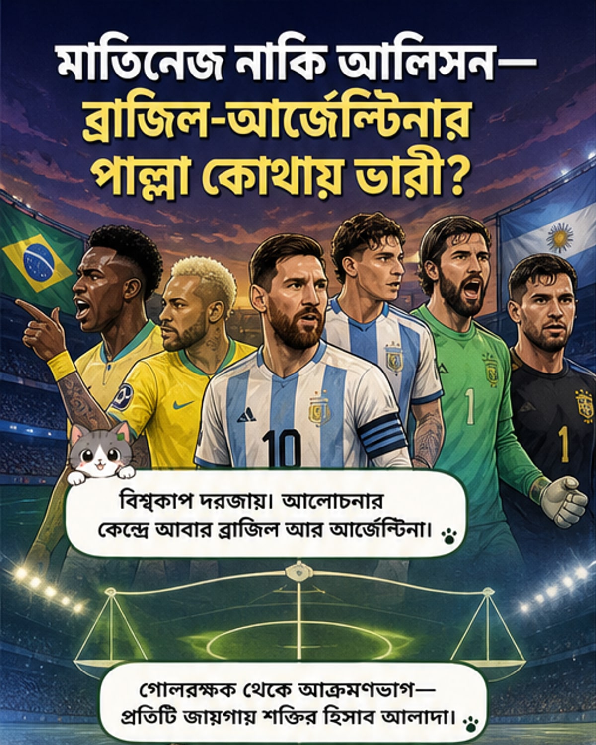 বিশ্বকাপে আর্জেন্টিনা বনাম ব্রাজিল: কে বেশি শক্তিশালী?
