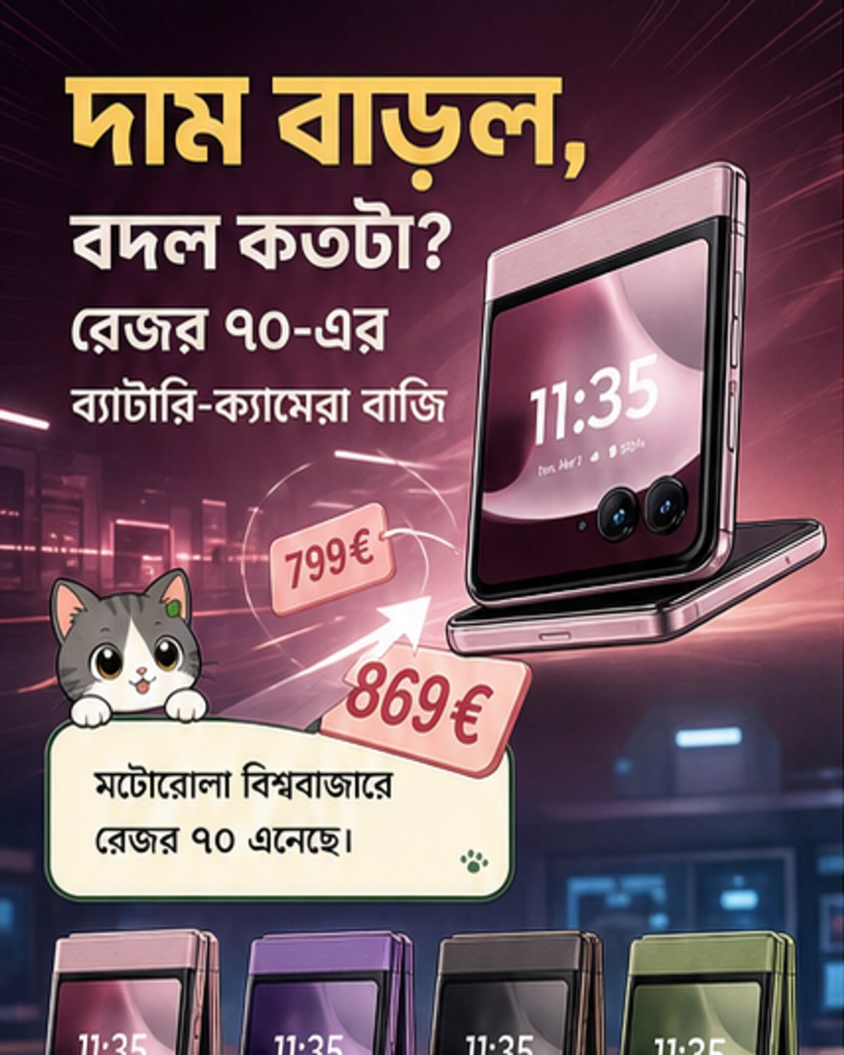 মটোরোলা রেজার ৭০-এর বৈশ্বিক লঞ্চ