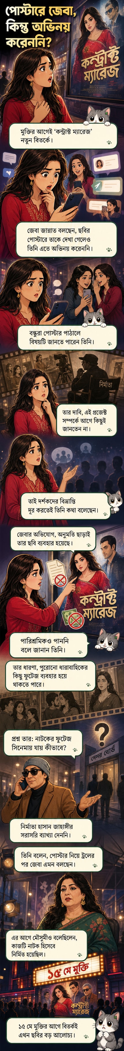 একটি সিনেমার পোস্টারে দুই অভিনেত্রীর ছবি, তাদের মধ্যে একজন জেবা জান্নাত, যিনি অভিনয় করেননি বলে দাবি করছেন।