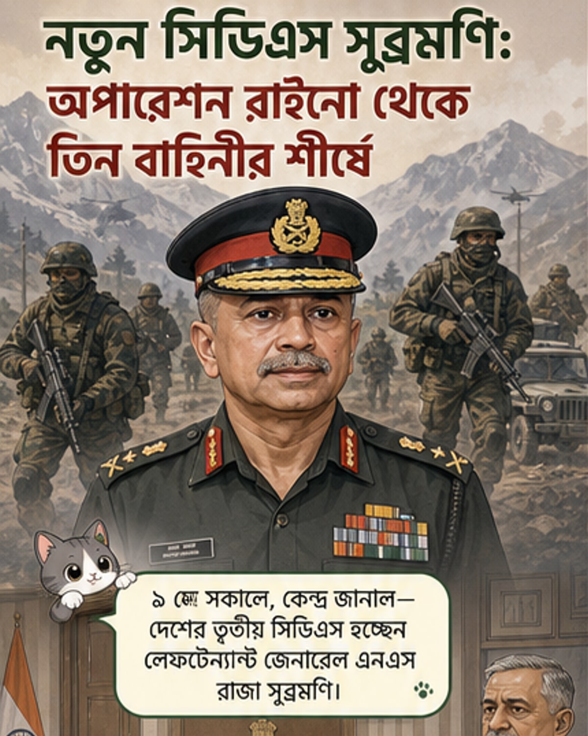 ভারতের পরবর্তী সিডিএস হচ্ছেন এনএস রাজা সুব্রমণি