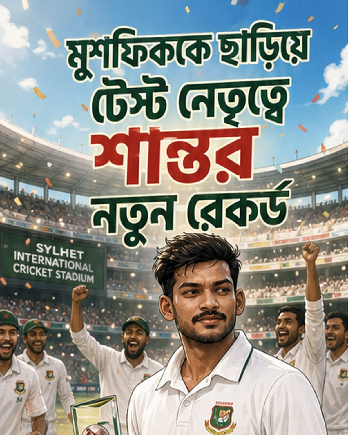 শান্ত ছাড়ালেন মুশফিকের রেকর্ড