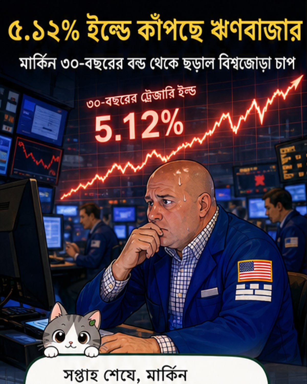 মার্কিন বন্ড সুদ ৫.১২%, বিশ্বজুড়ে ঋণ বাজারে বিক্রি