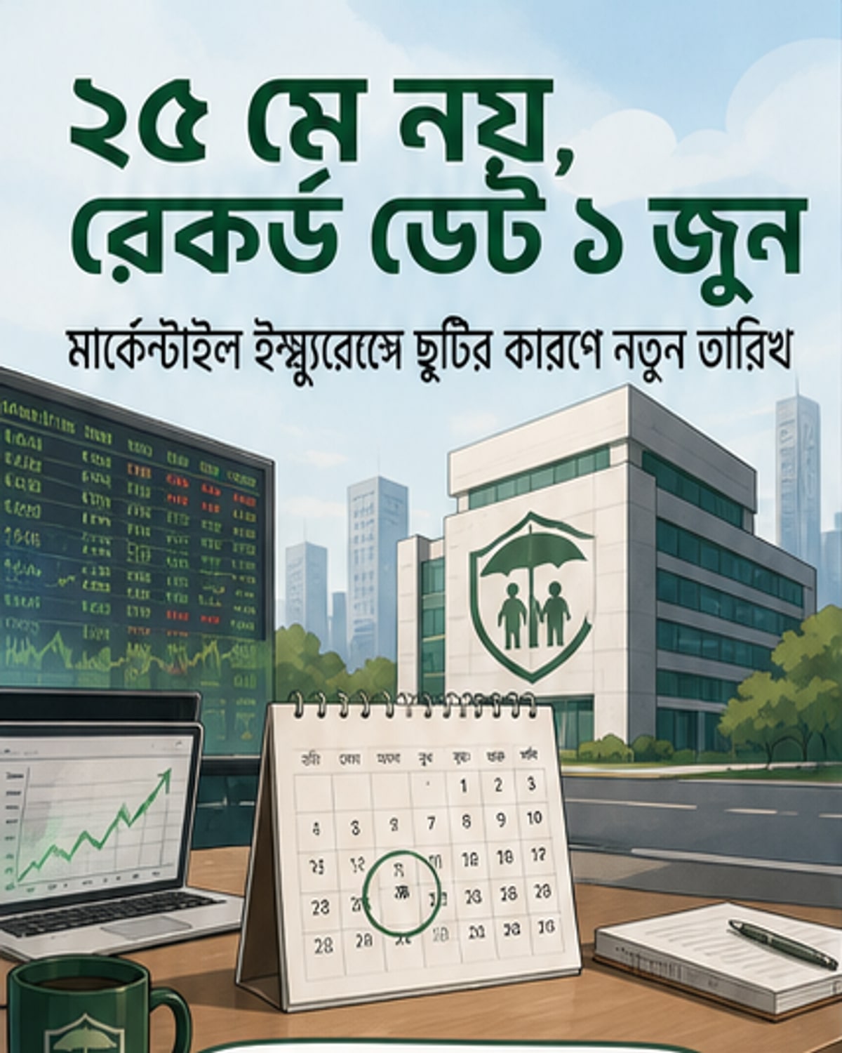 মার্কেন্টাইল ইন্স্যুরেন্সের রেকর্ড ডেট পরিবর্তন