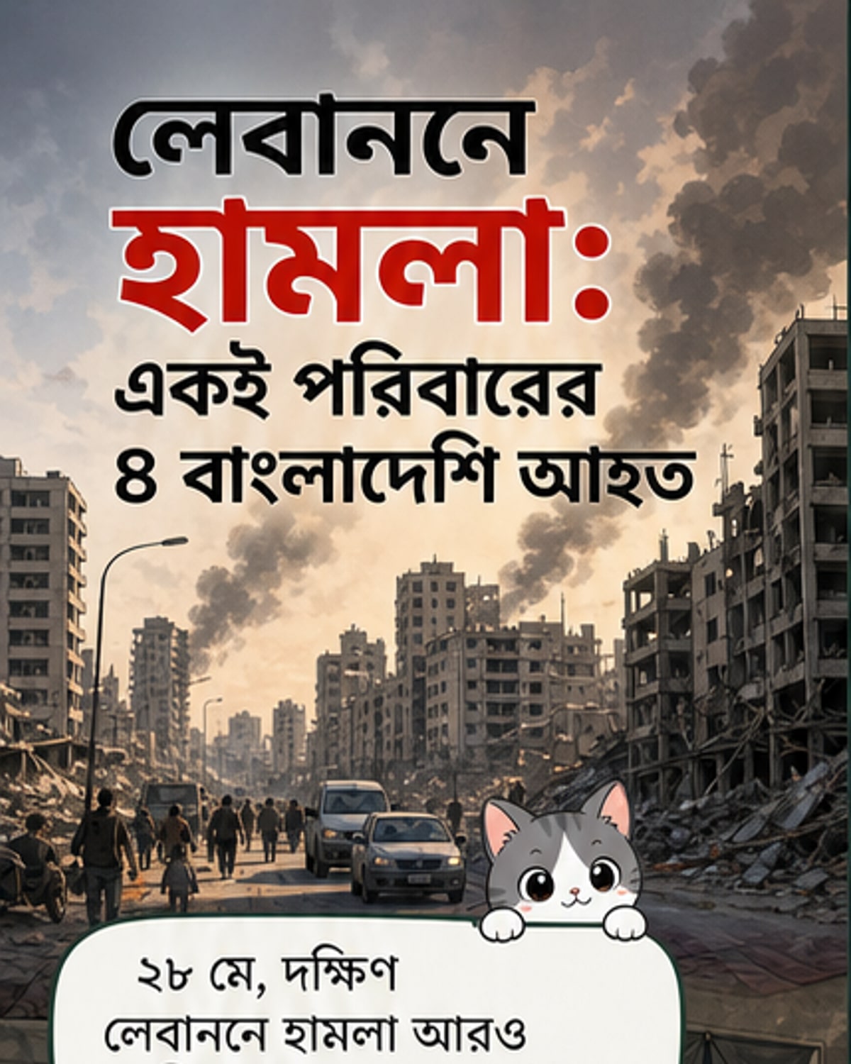 লেবাননে ইসরায়েলি হামলায় ৪ বাংলাদেশি আহত