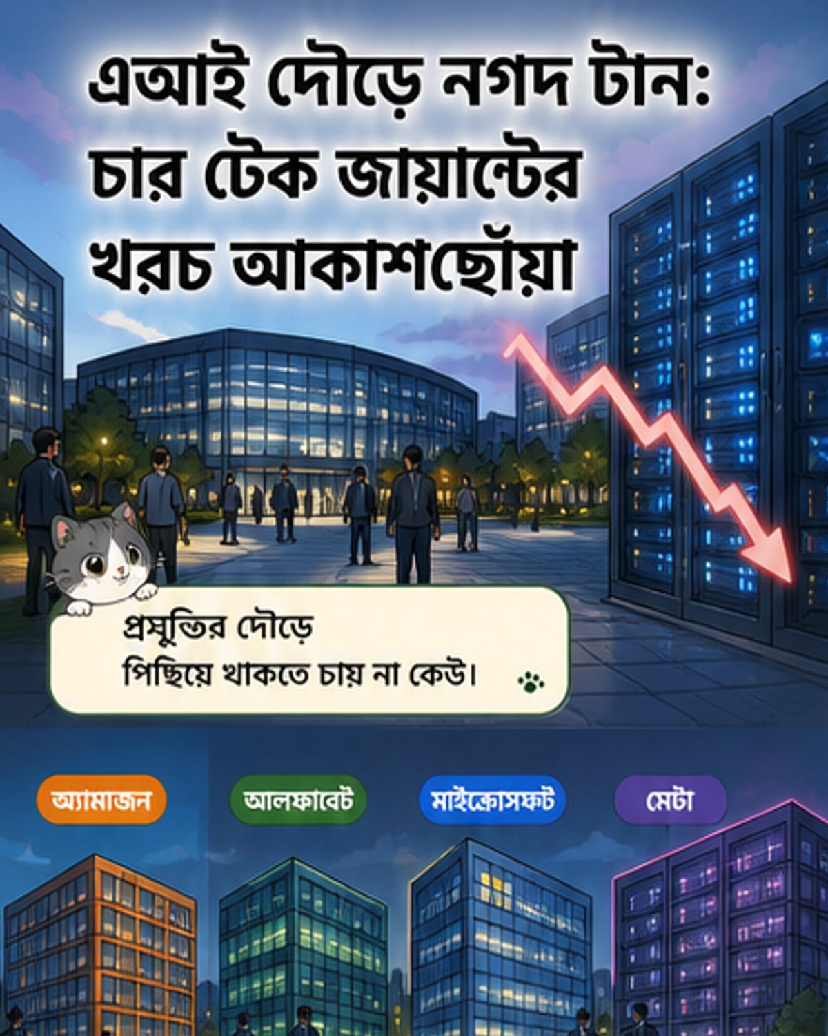 টেক জায়ান্টদের এআই প্রতিযোগিতায় নগদ প্রবাহ সর্বনিম্ন