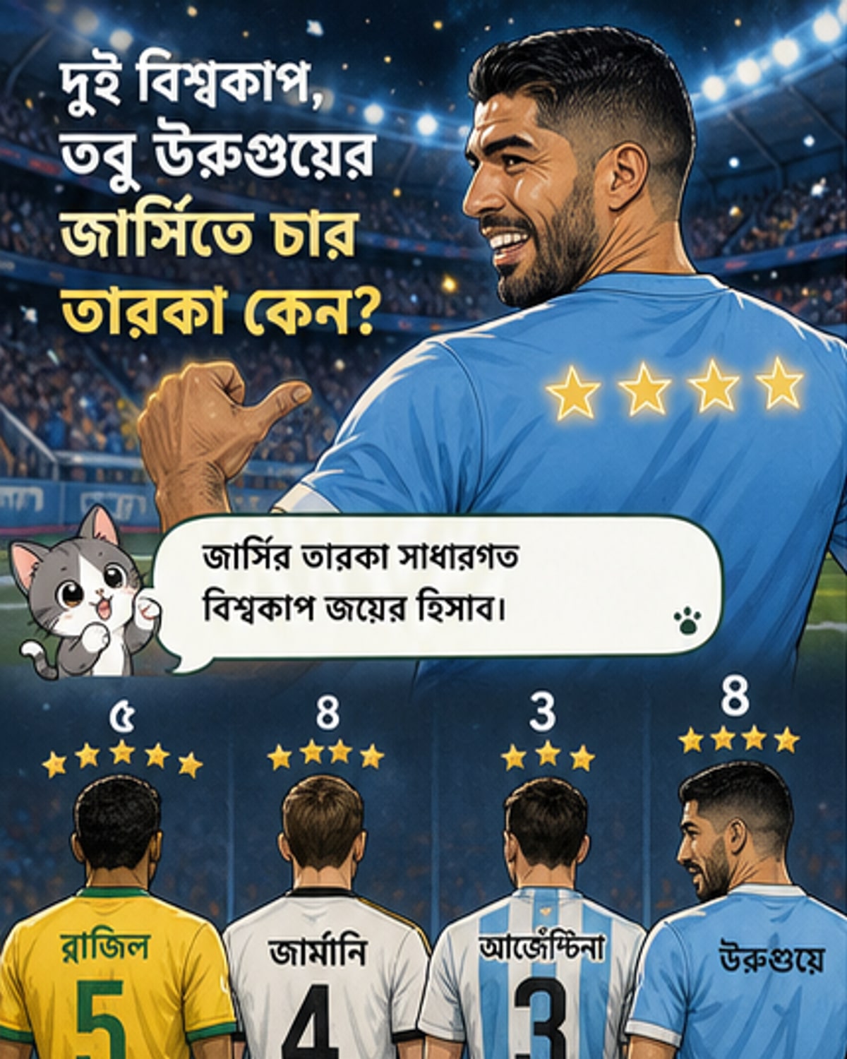 উরুগুয়ের জার্সিতে চার তারকা কেন?