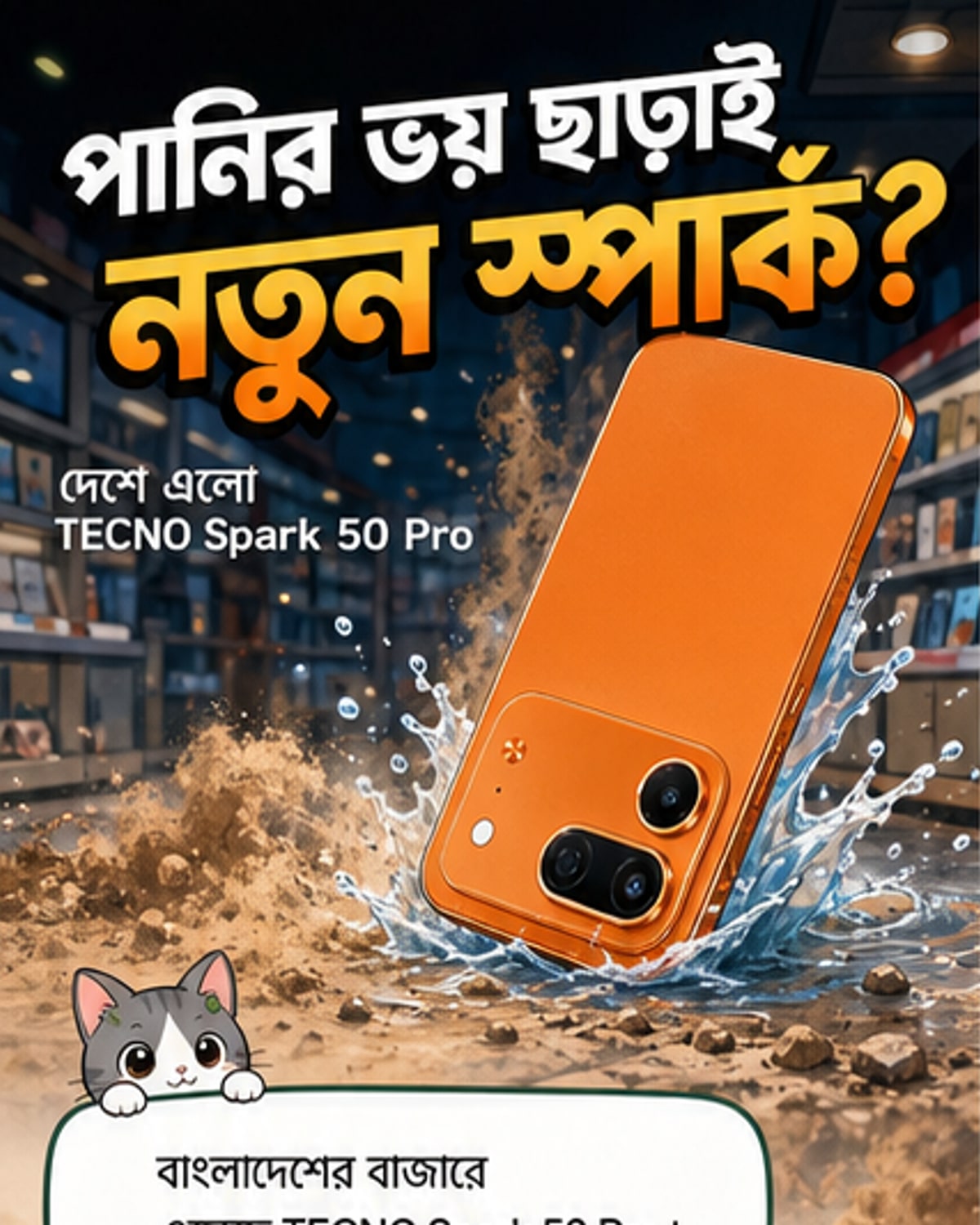 টেকনো স্পার্ক ৫০ প্রো: আইপি৬৮/৬৯ রেটিং ও ৬০০০ এমএএইচ ব্যাটারি