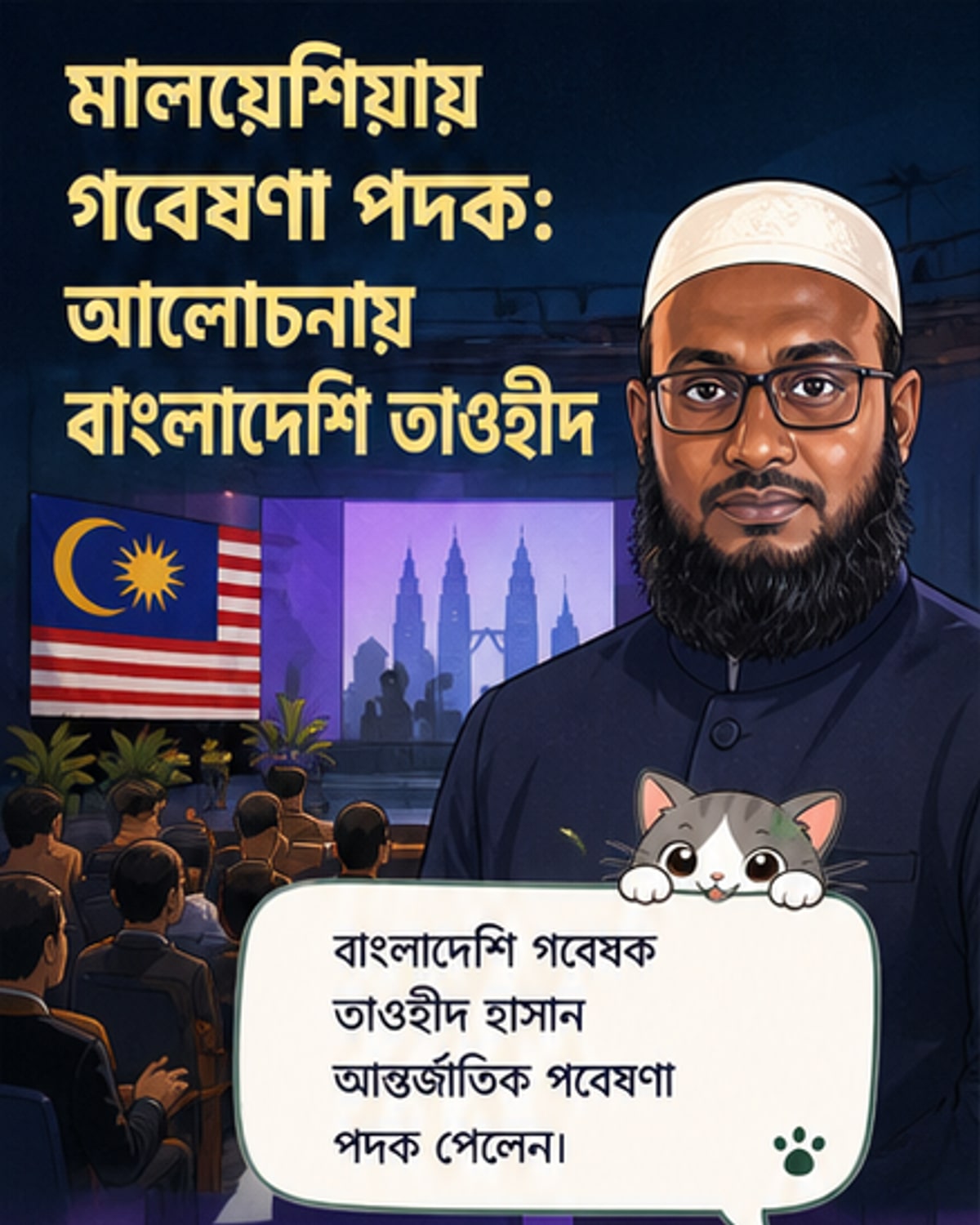 বাংলাদেশি গবেষক তাওহীদের মালয়েশিয়ায় আন্তর্জাতিক পদক
