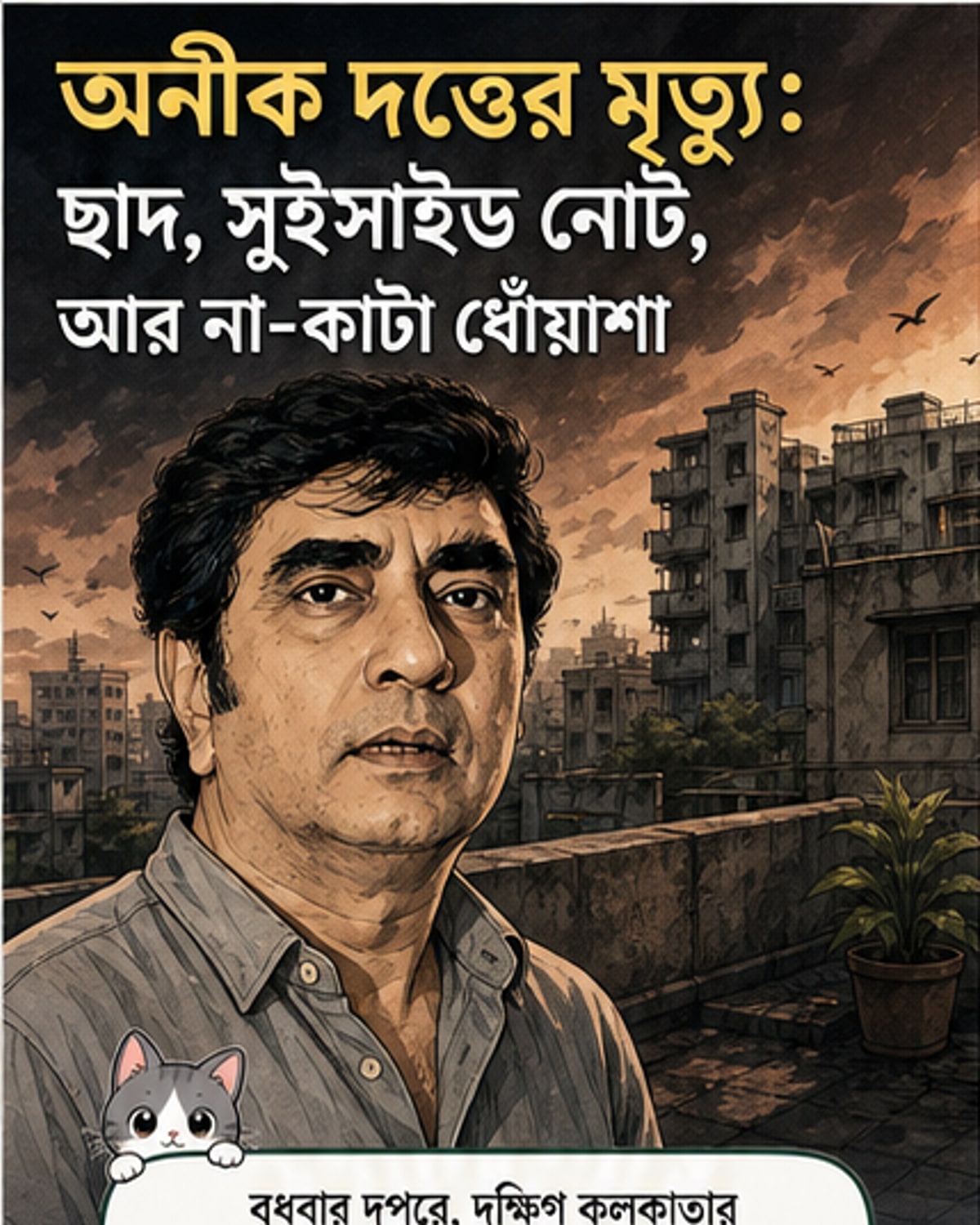 পরিচালক অনীক দত্তের মৃত্যু: ছাদ থেকে পতন, মিলল সুইসাইড নোট
