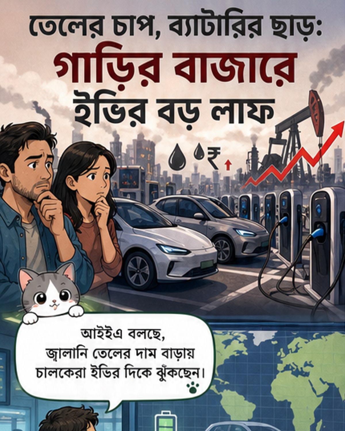 বৈশ্বিক গাড়ির বাজারে ৩০% ইভি-হাইব্রিড