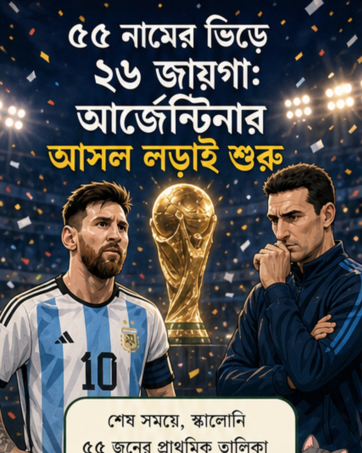 আর্জেন্টিনা বিশ্বকাপ দলে মেসি, ফিরলেন গারনাচো