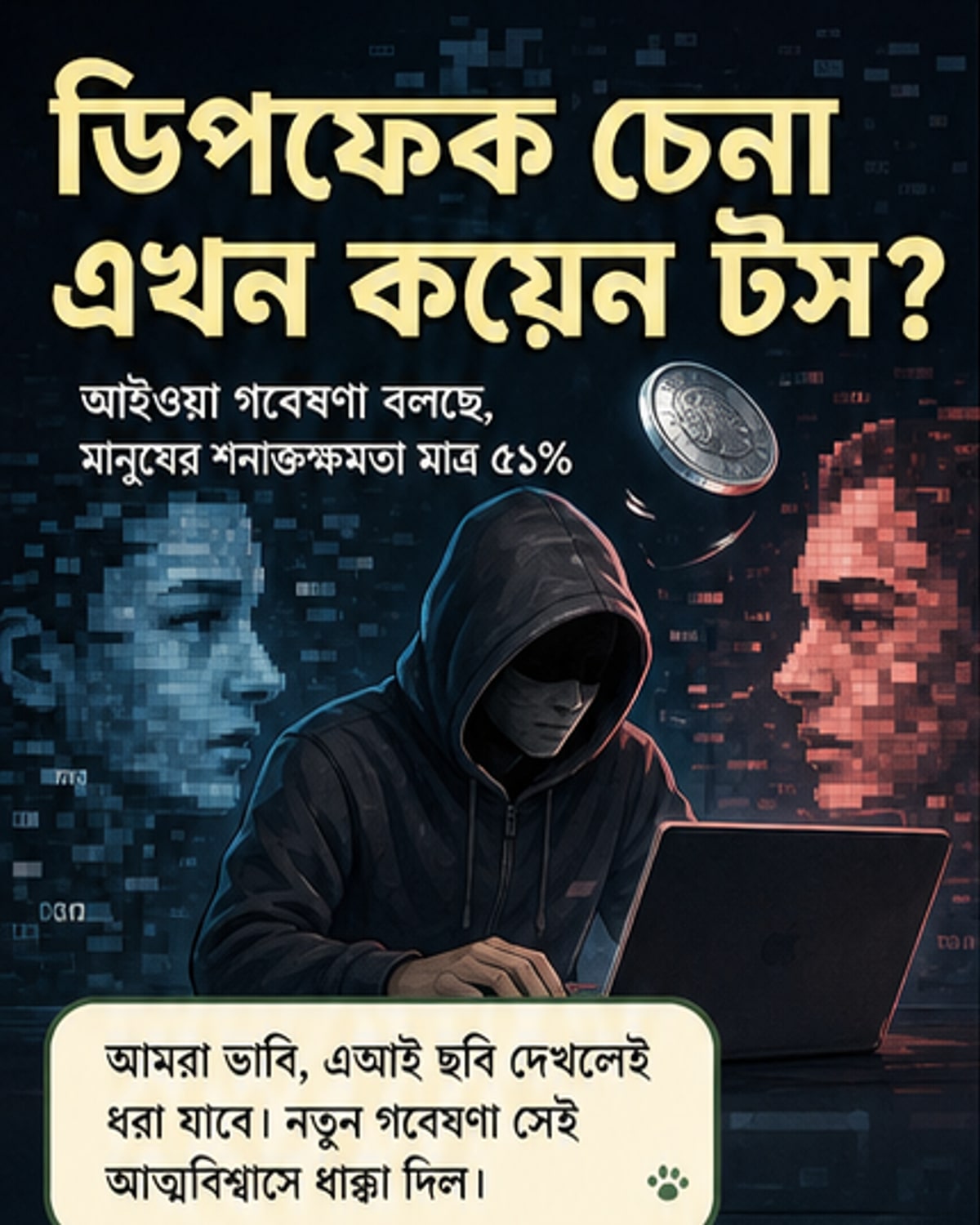 ডিপফেক চেনা এখন কয়েন টসের মতো