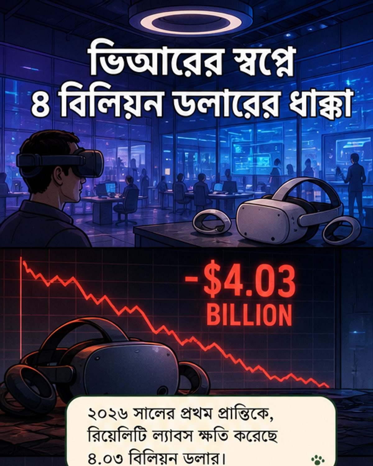 মেটার ভার্চুয়াল বিভাগে ৪ বিলিয়ন ডলার ক্ষতি