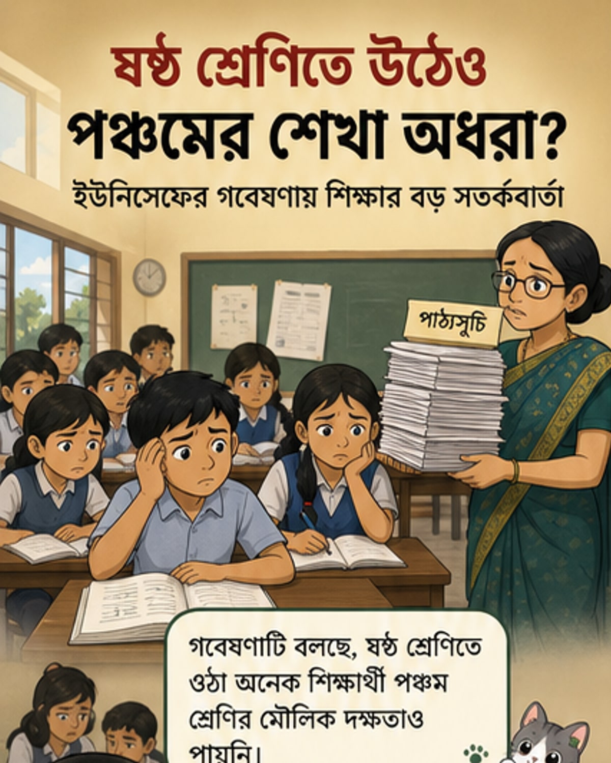 শিক্ষার্থীদের শিখনঘাটতি নিয়ে ইউনিসেফের সতর্কবার্তা