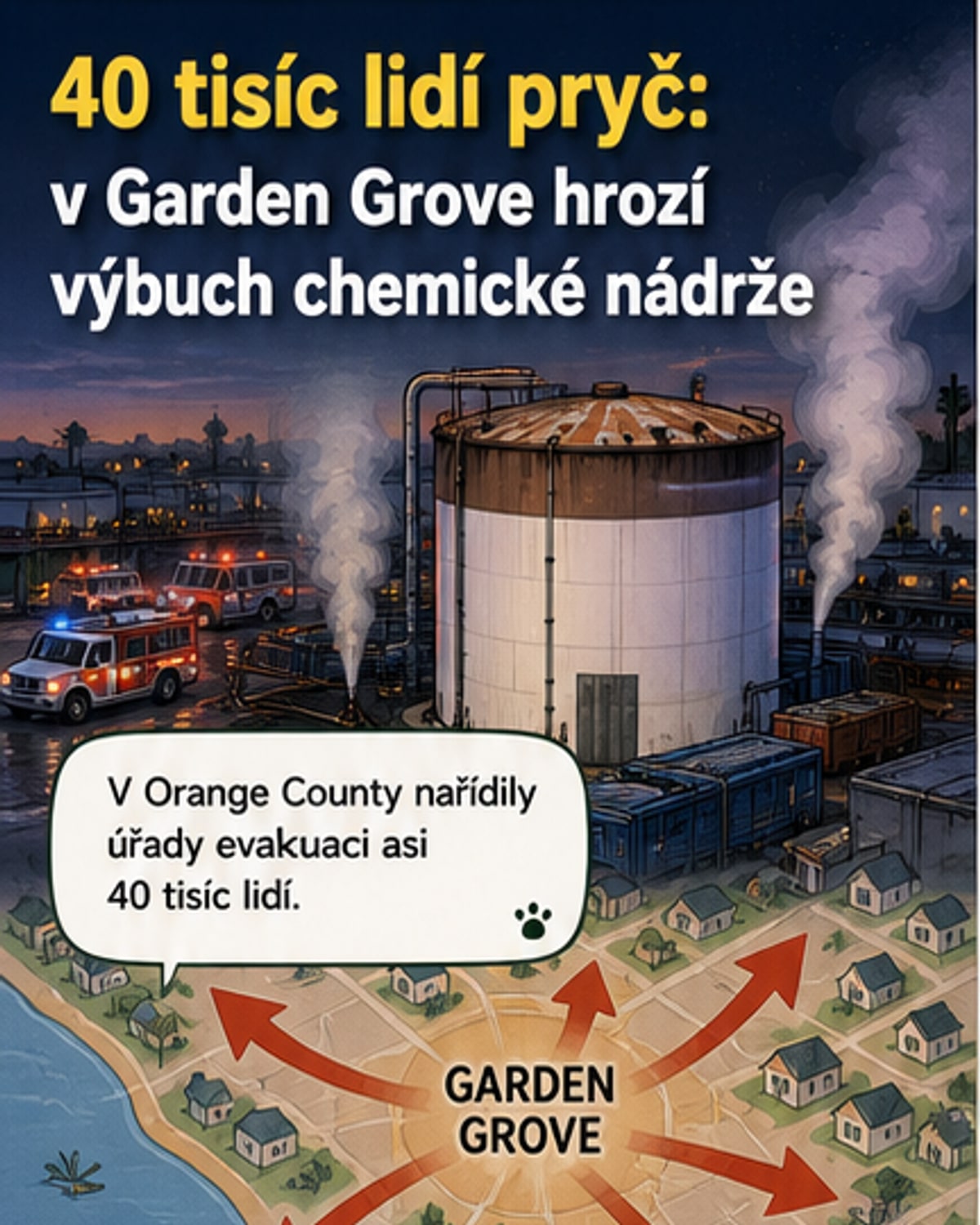 Hrozí obří chemický výbuch v Kalifornii