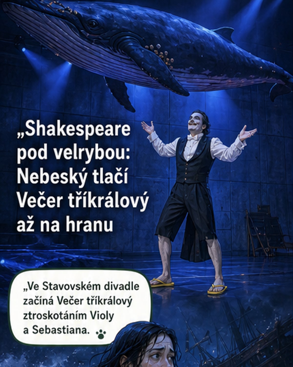 Joker v žlutých žabkách a velryba ve vzduchu
