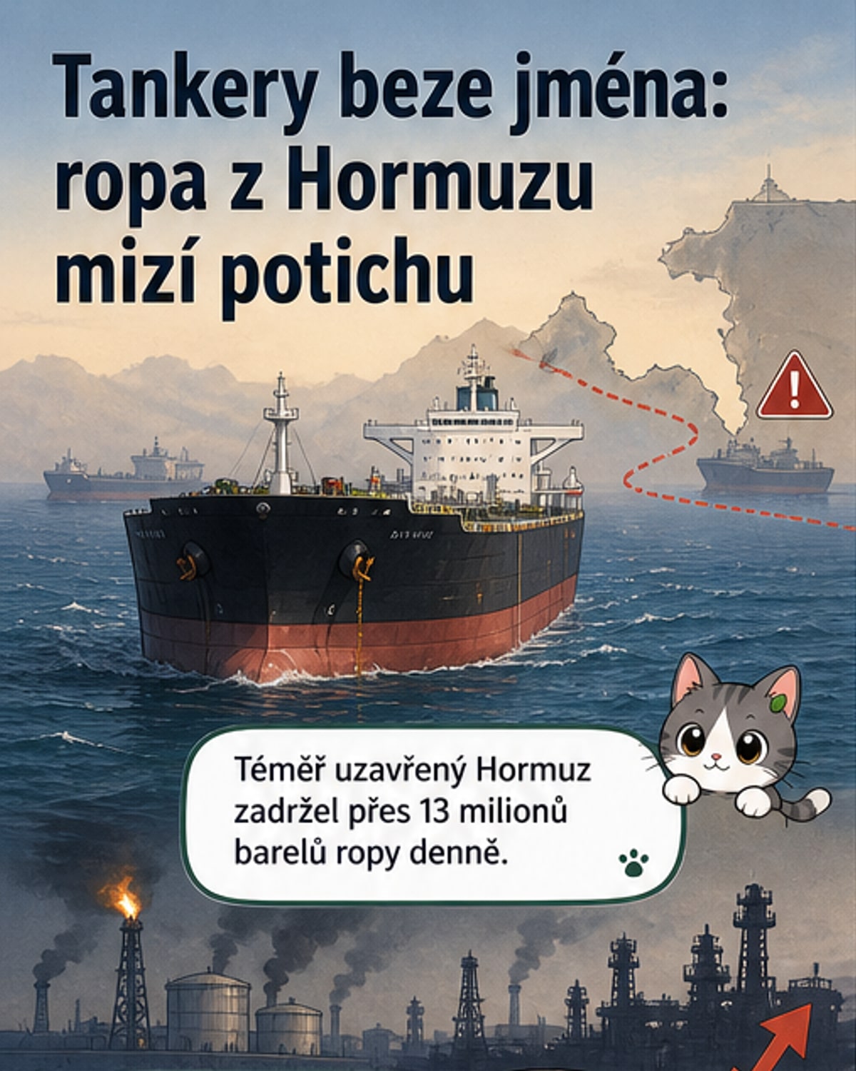 Neznámé tankery odvážejí ropu z Perského zálivu