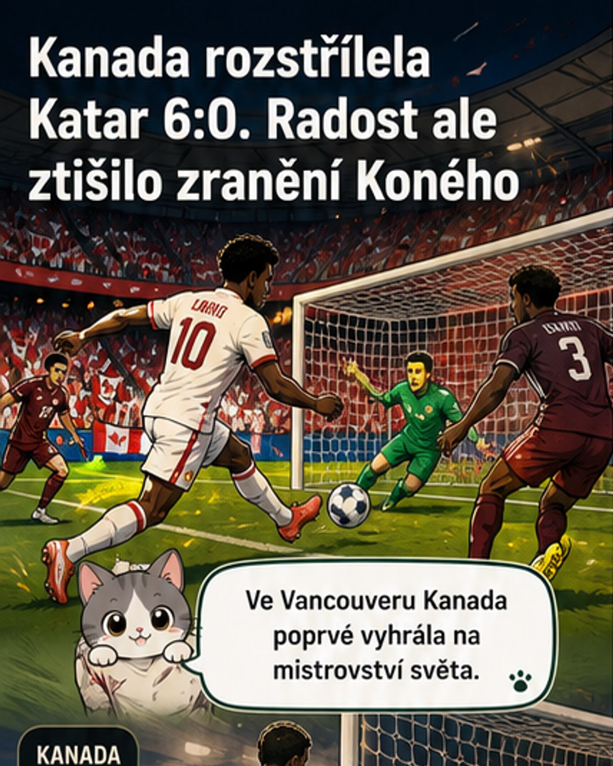 Kanada rozdrtila Katar 6:0