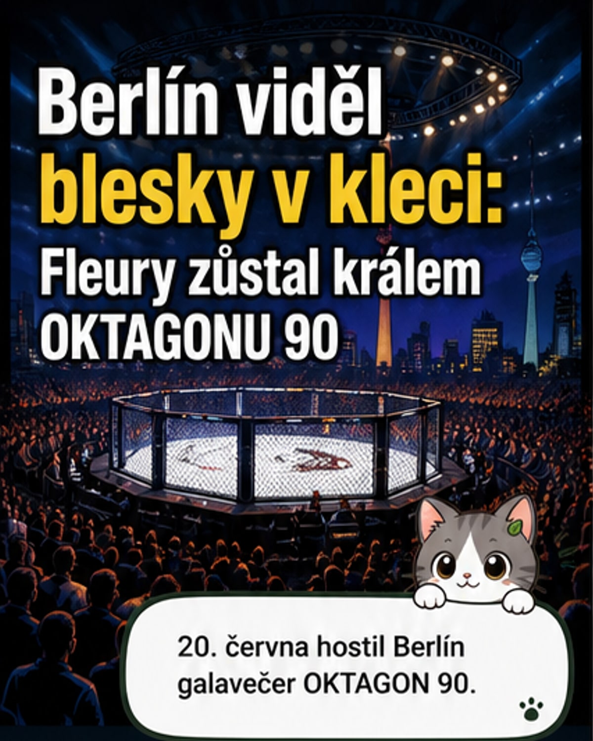 Ilustrace boje Willa Fleurym a Kasima Arase v kleci, okolo publika a soudce, styl webtoonu