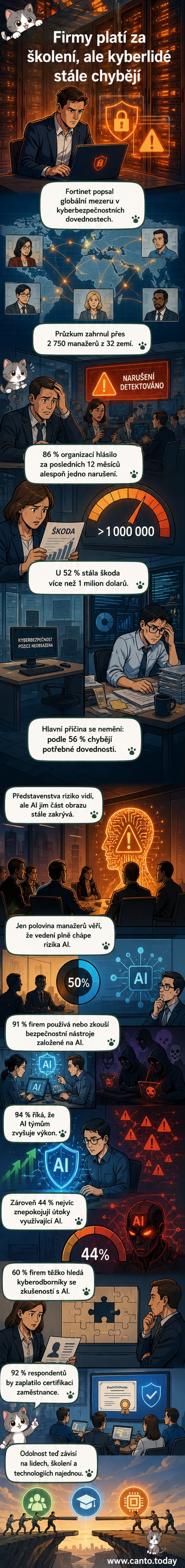 Ilustrace představující digitální štít chránící budovu firmy, kolem nějž se hemží ikony kyberútoků, vedle stojí prázdné pracovní místo pro odborníka na kyberbezpečnost.