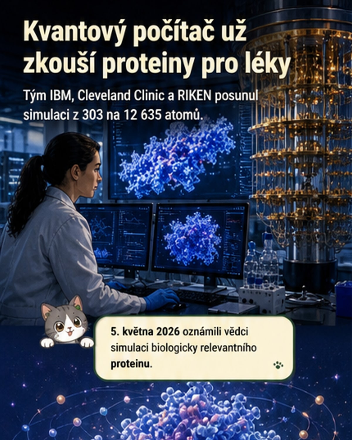 Kvantový počítač poprvé nasimuloval velký protein