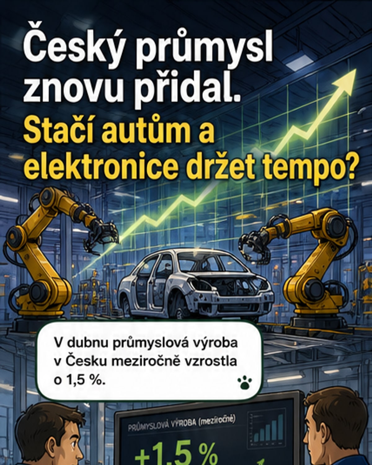 Průmyslová výroba v Česku v dubnu zrychlila růst
