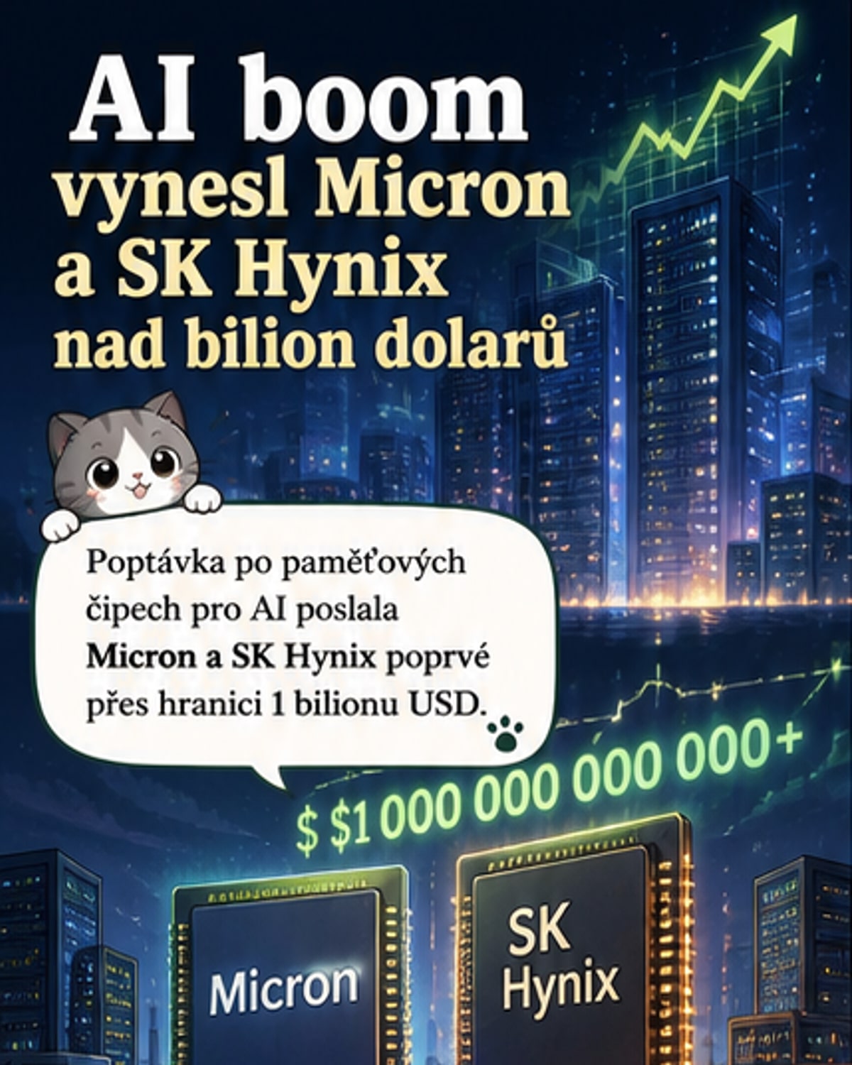 AI boom posouvá SK Hynix a Micron k bilionu
