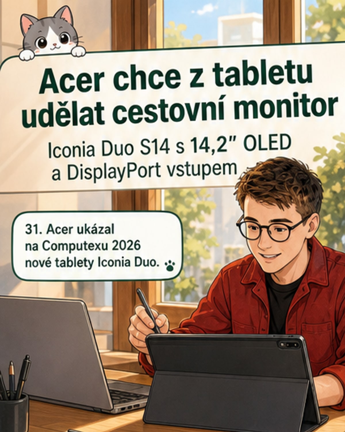 Acer útočí na produktivitu: 14″ OLED tablet