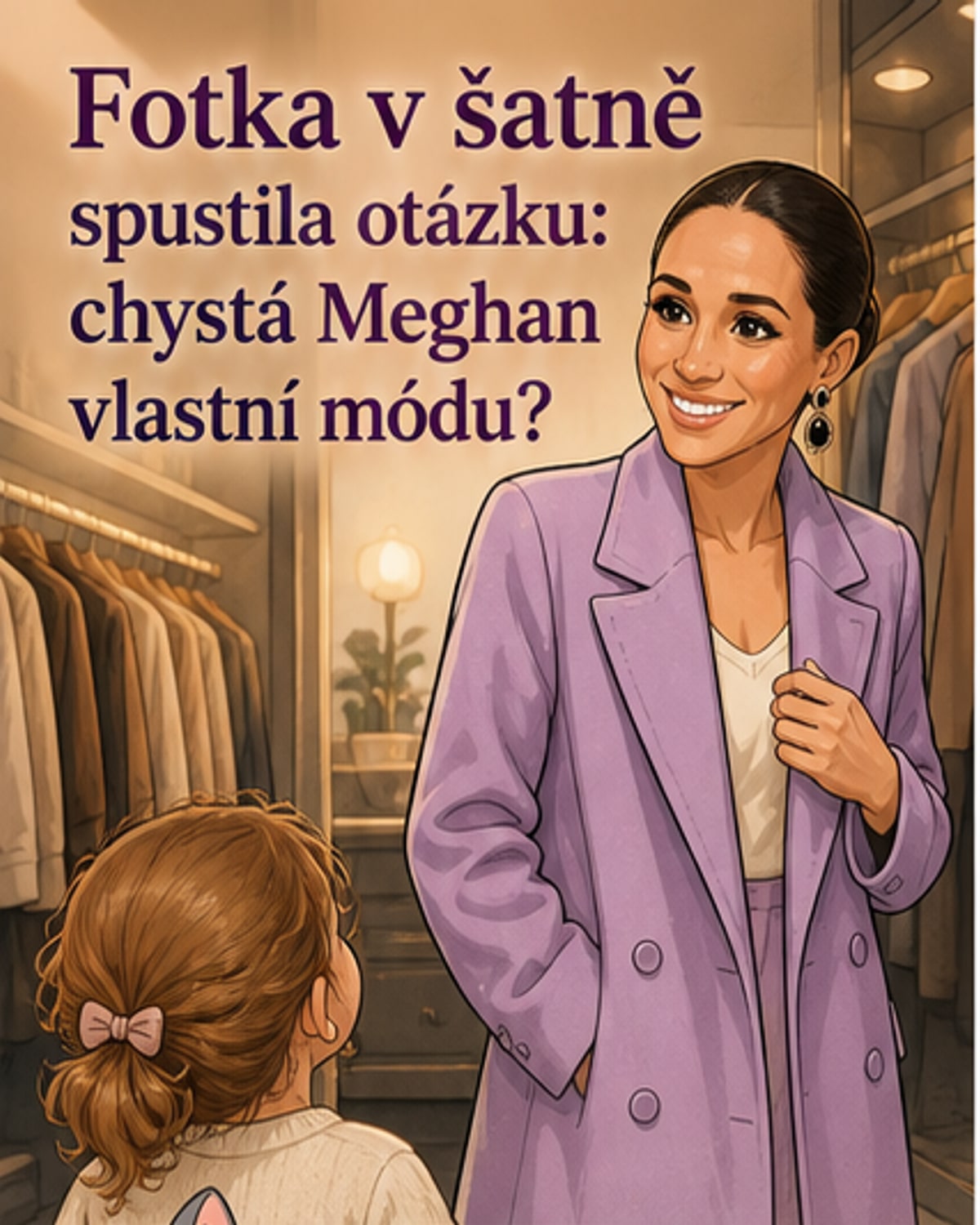 Meghan zveřejnila fotku v lila kabátě