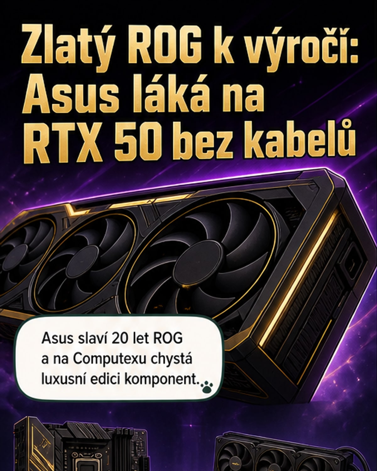 Asus představí zlatou grafiku k výročí ROG